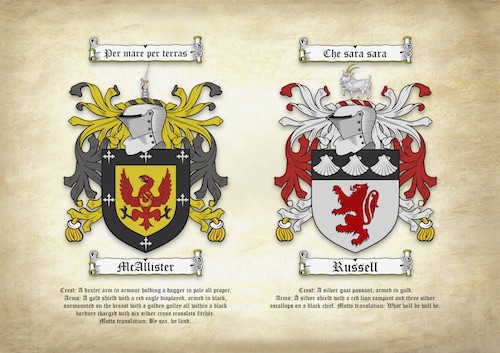 A4 Double Coat of Arms on Ancient Parchment - No Heading