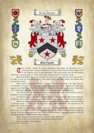 Surname Origin & Meaning with Coat of Arms on Ancient Parchment Paper